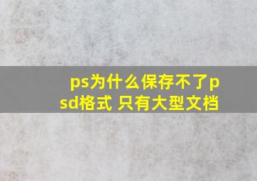 ps为什么保存不了psd格式 只有大型文档